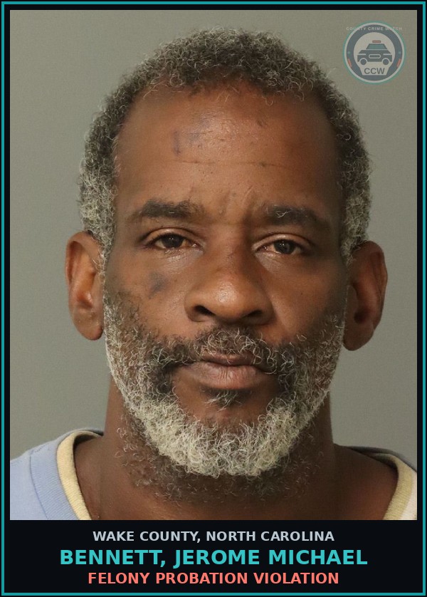 Booking mugshot of Bennett, Jerome Michael in Wake County
