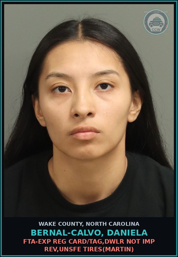Booking mugshot of Bernal-Calvo, Daniela in Wake County