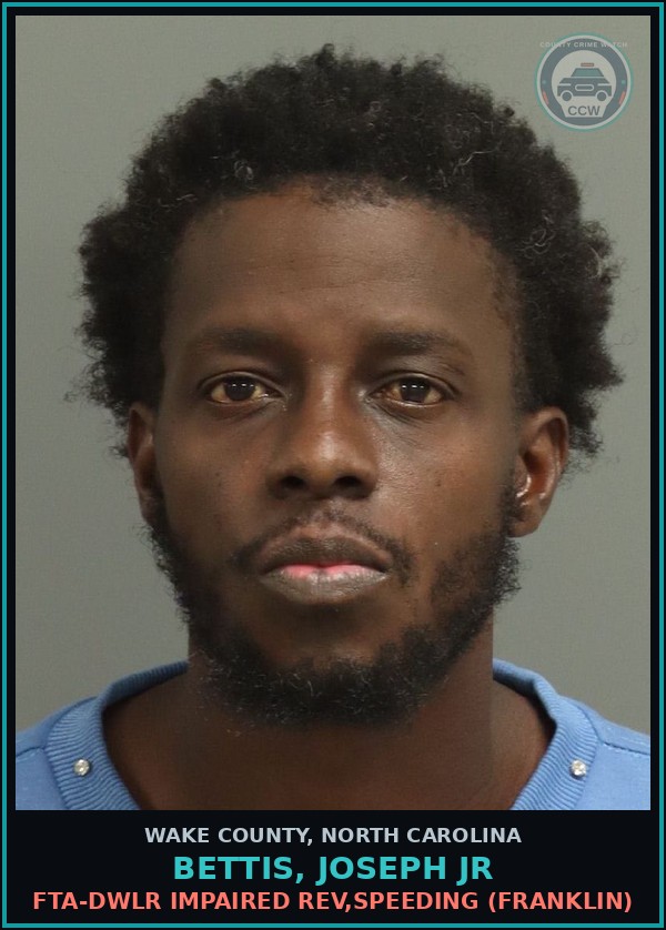 Booking mugshot of Bettis, Joseph Jr in Wake County