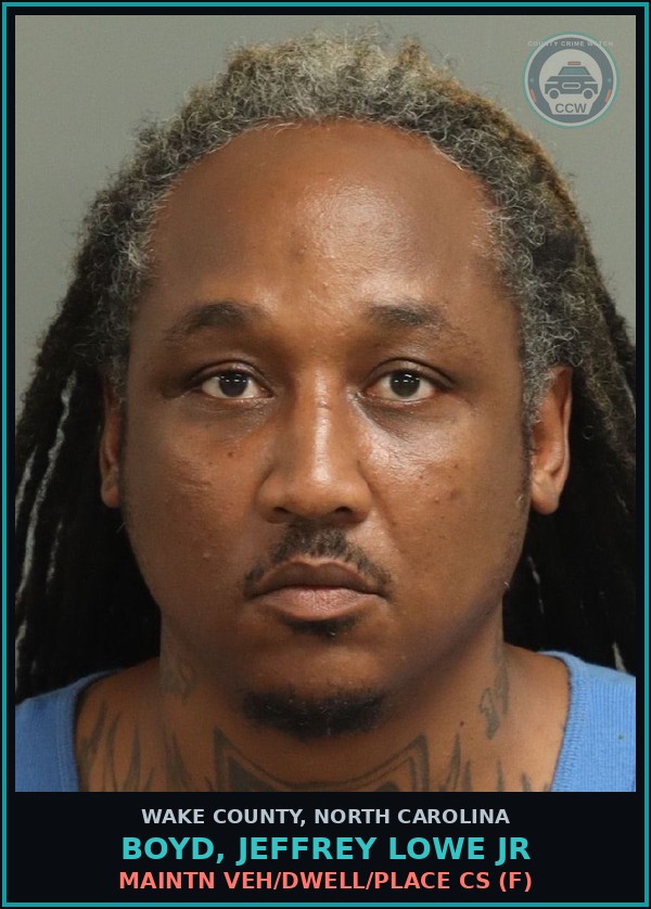 Booking mugshot of Boyd, Jeffrey Lowe Jr in Wake County