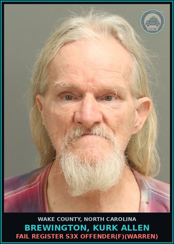 Booking mugshot of Brewington, Kurk Allen in Wake County