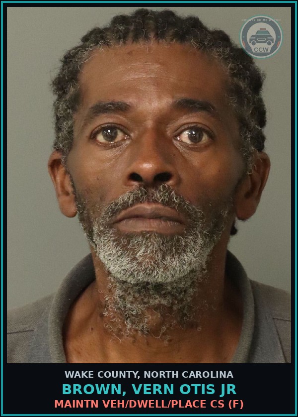 Booking mugshot of Brown, Vern Otis Jr in Wake County