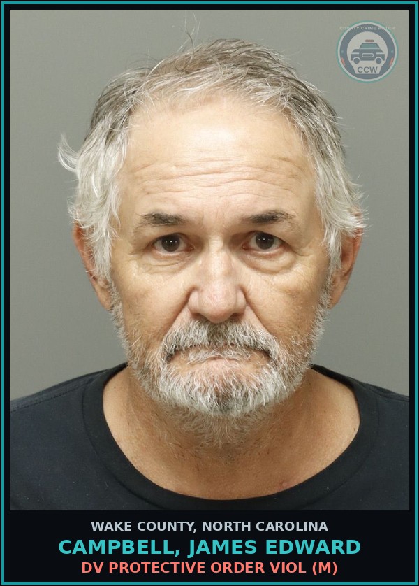 Booking mugshot of Campbell, James Edward in Wake County