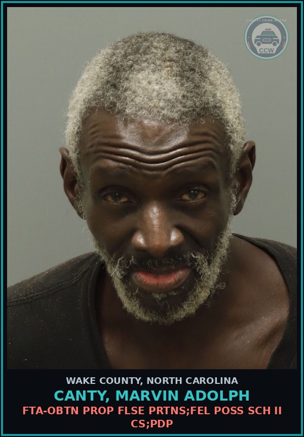 Booking mugshot of Canty, Marvin Adolph in Wake County