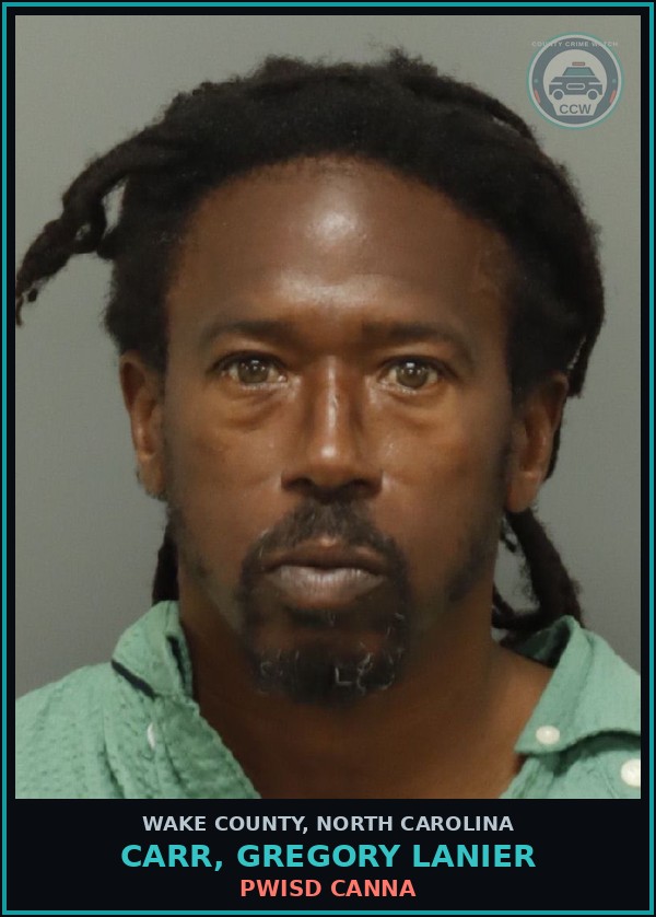 Booking mugshot of Carr, Gregory Lanier in Wake County