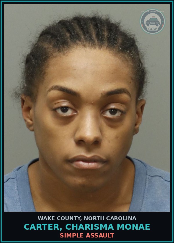 Booking mugshot of Carter, Charisma Monae in Wake County