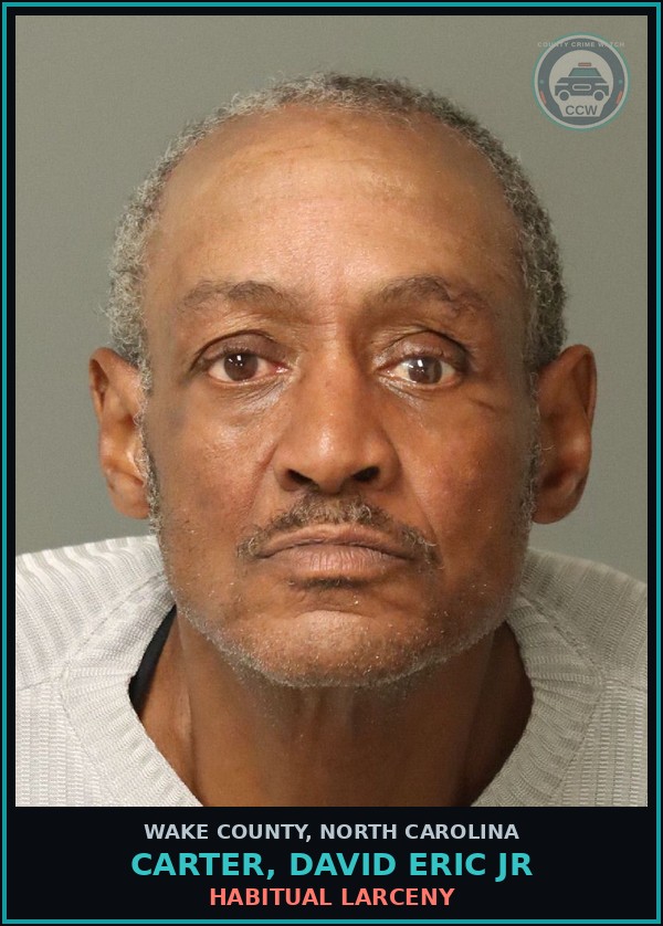Booking mugshot of Carter, David Eric Jr in Wake County