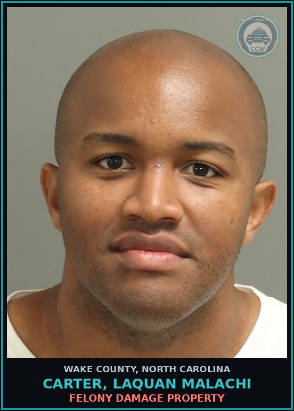 Booking mugshot of Carter, Laquan Malachi in Wake County