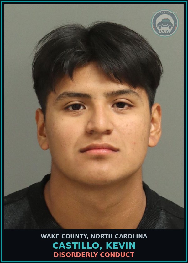 Booking mugshot of Castillo, Kevin in Wake County