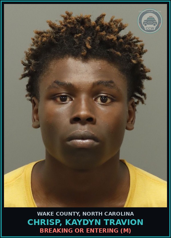 Booking mugshot of Chrisp, Kaydyn Travion in Wake County
