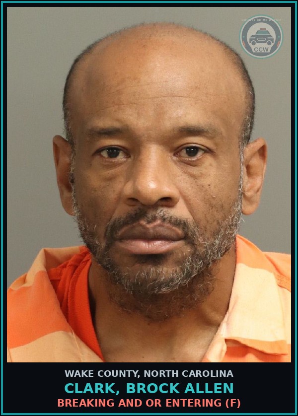 Booking mugshot of Clark, Brock Allen in Wake County