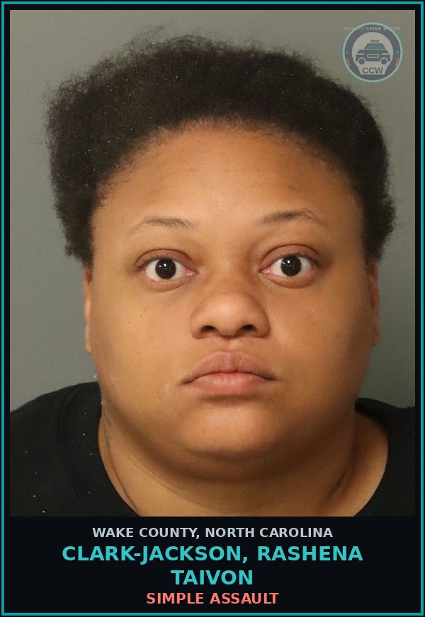 Booking mugshot of Clark-Jackson, Rashena Taivon in Wake County