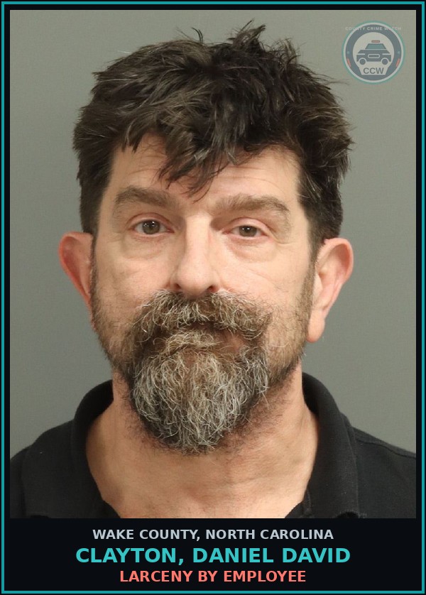 Booking mugshot of Clayton, Daniel David in Wake County