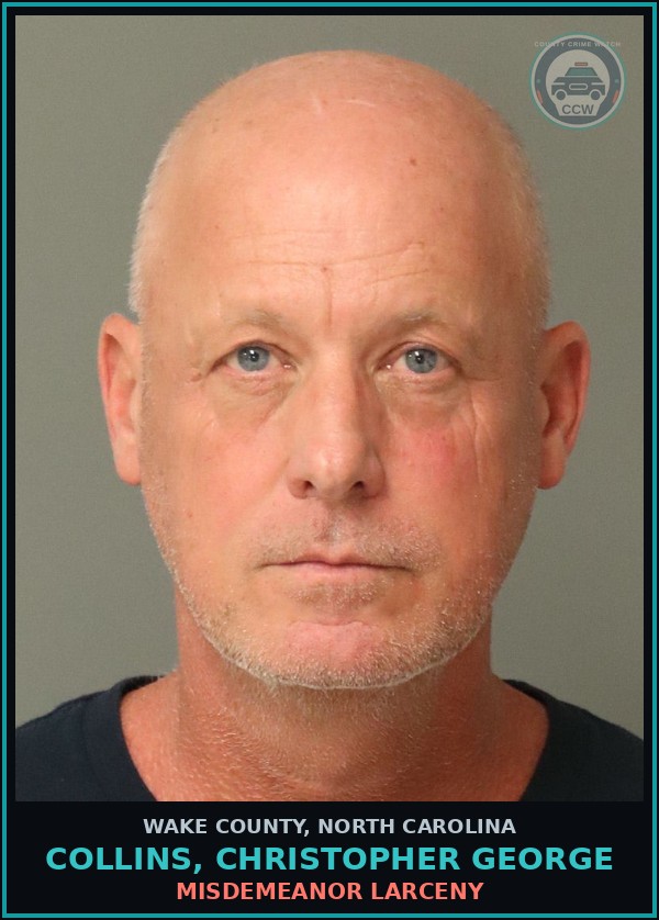 Booking mugshot of Collins, Christopher George in Wake County