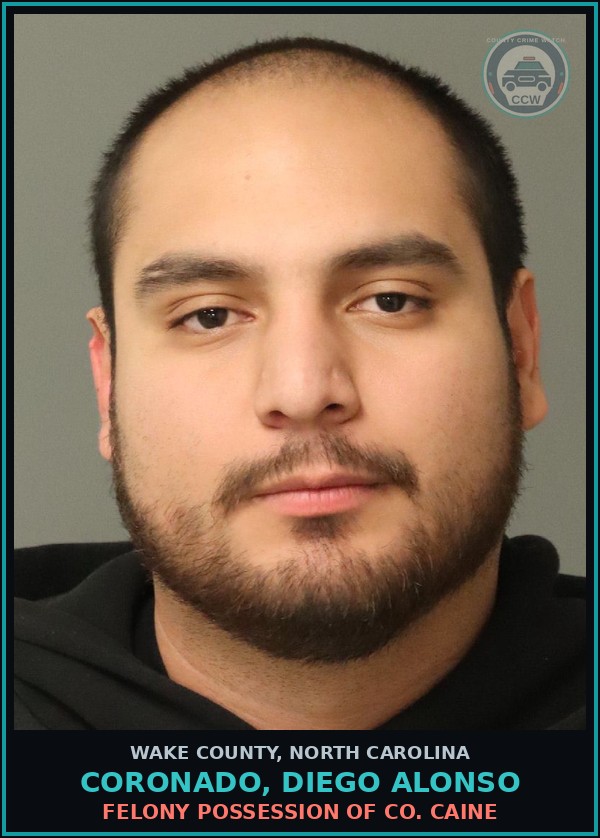 Booking mugshot of Coronado, Diego Alonso in Wake County