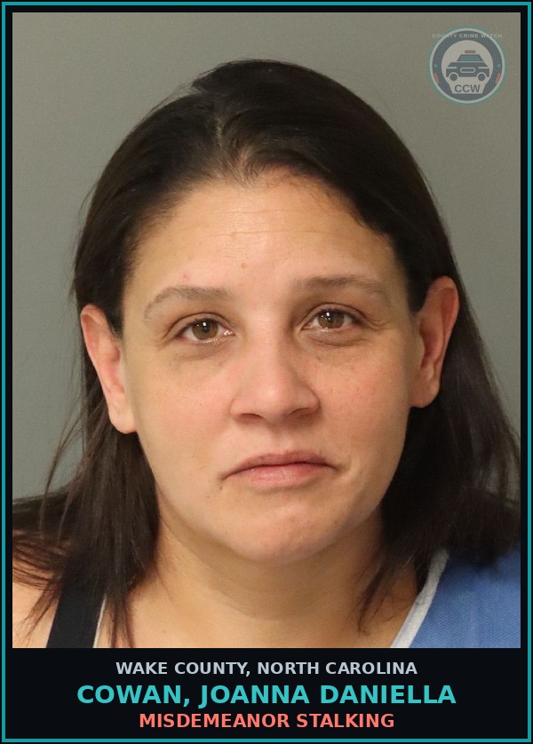 Booking mugshot of Cowan, Joanna Daniella in Wake County