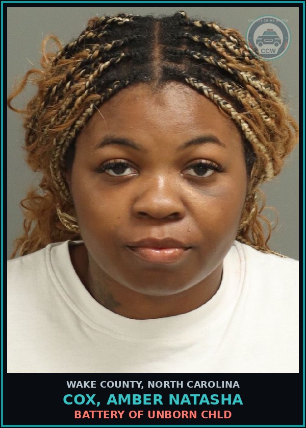 Booking mugshot of Cox, Amber Natasha in Wake County