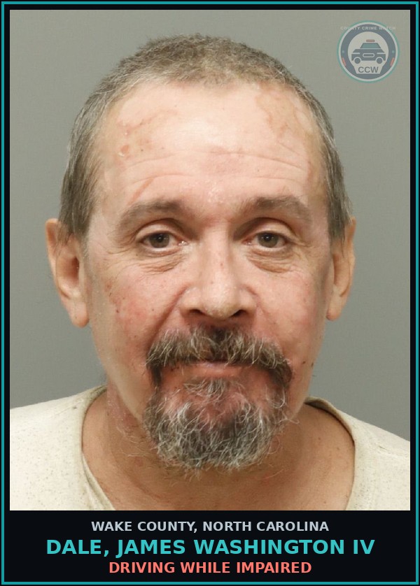 Booking mugshot of Dale, James Washington Iv in Wake County