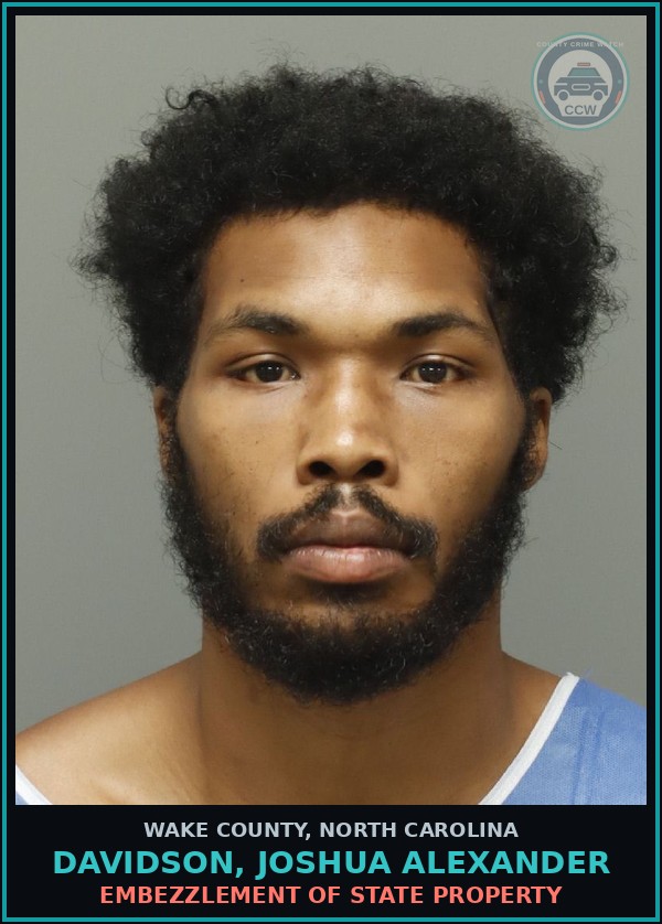 Booking mugshot of Davidson, Joshua Alexander in Wake County
