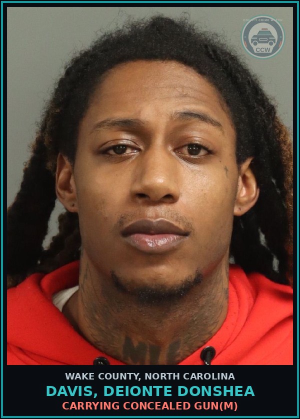 Booking mugshot of Davis, Deionte Donshea in Wake County