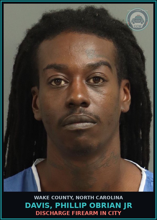 Booking mugshot of Davis, Phillip Obrian Jr in Wake County
