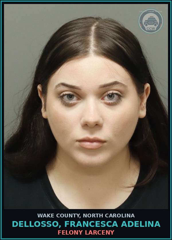 Booking mugshot of Dellosso, Francesca Adelina in Wake County
