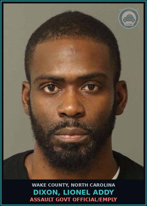 Booking mugshot of Dixon, Lionel Addy in Wake County