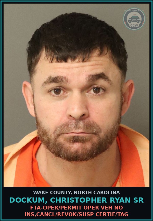 Booking mugshot of Dockum, Christopher Ryan Sr in Wake County