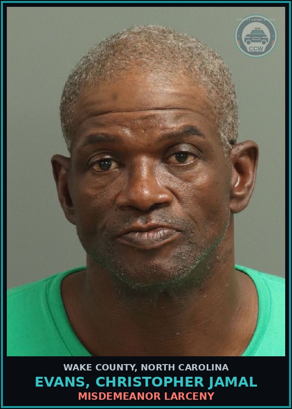 Booking mugshot of Evans, Christopher Jamal in Wake County
