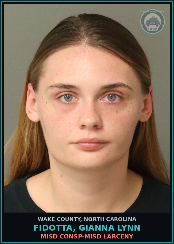 Booking mugshot of Fidotta, Gianna Lynn in Wake County