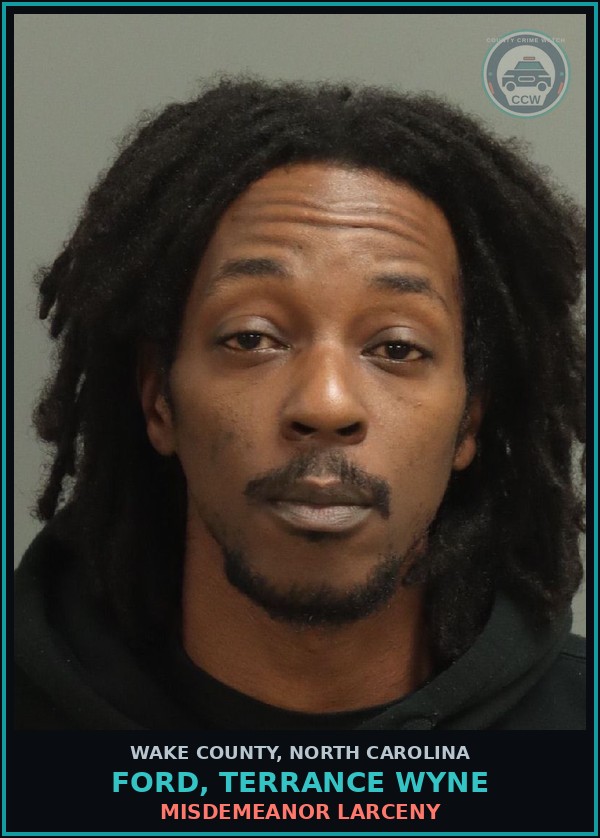 Booking mugshot of Ford, Terrance Wyne in Wake County