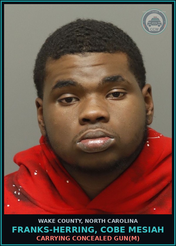 Booking mugshot of Franks-Herring, Cobe Mesiah in Wake County