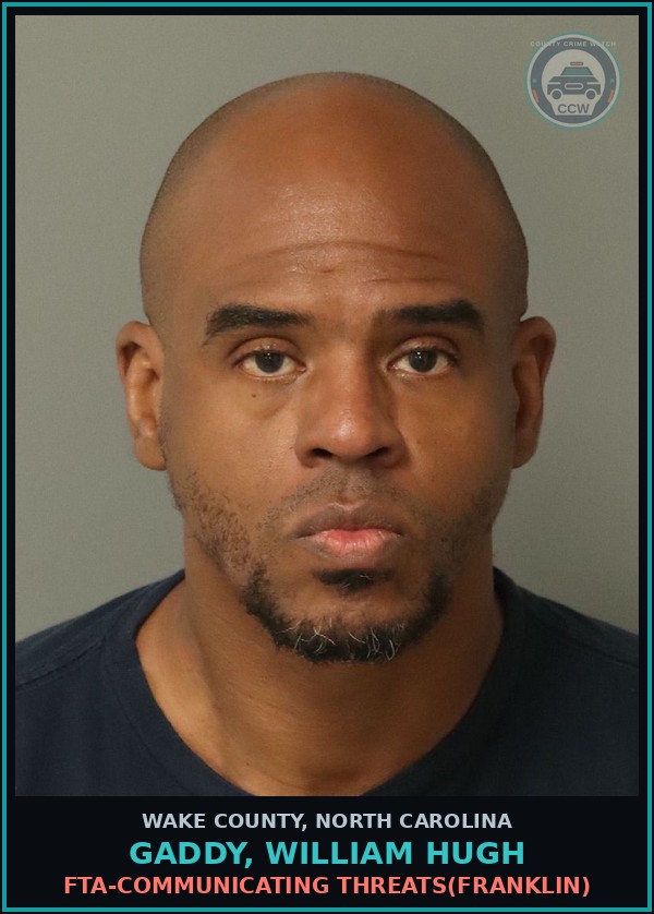 Booking mugshot of Gaddy, William Hugh in Wake County
