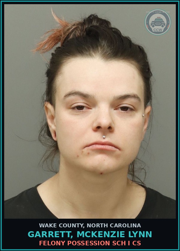 Booking mugshot of Garrett, Mckenzie Lynn in Wake County
