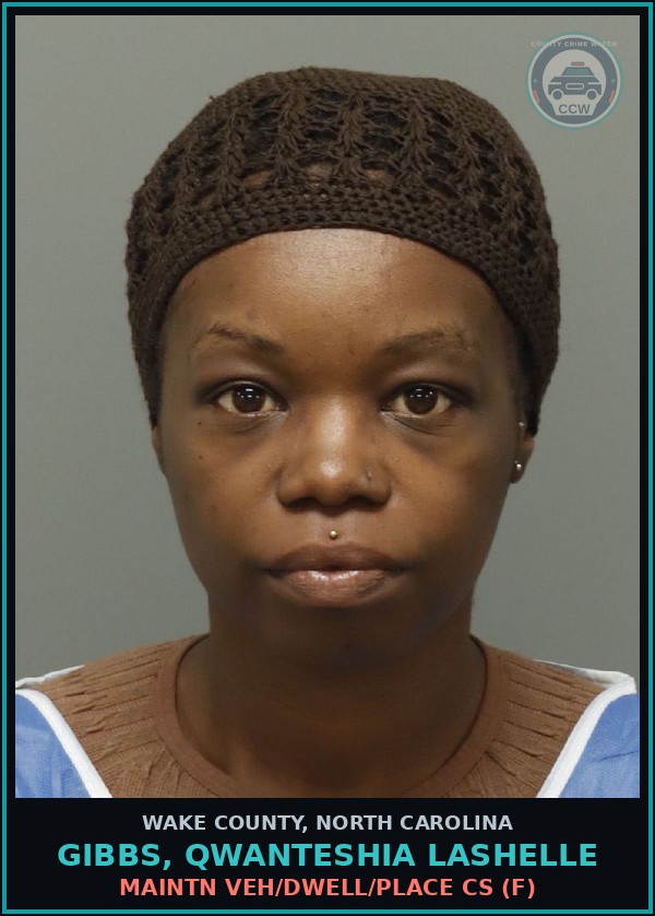 Booking mugshot of Gibbs, Qwanteshia Lashelle in Wake County