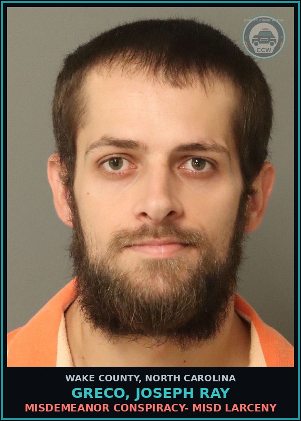 Booking mugshot of Greco, Joseph Ray in Wake County