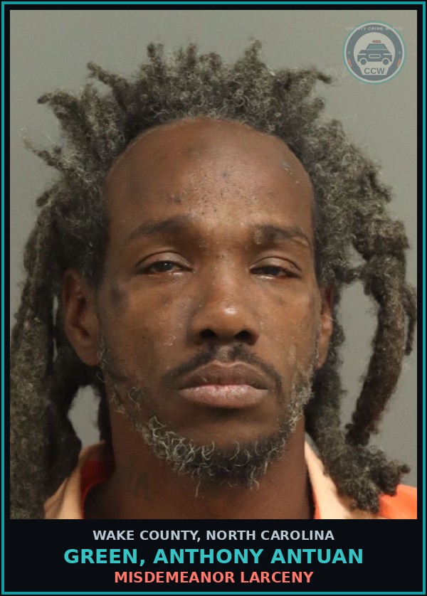 Booking mugshot of Green, Anthony Antuan in Wake County