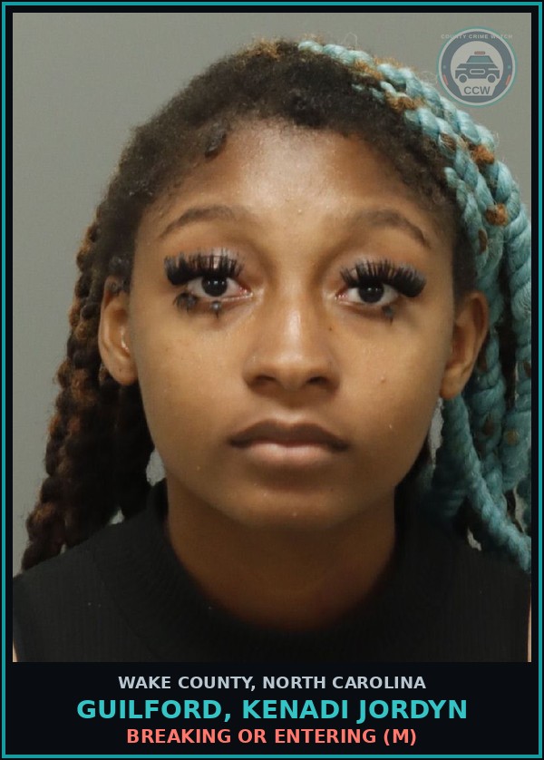 Booking mugshot of Guilford, Kenadi Jordyn in Wake County
