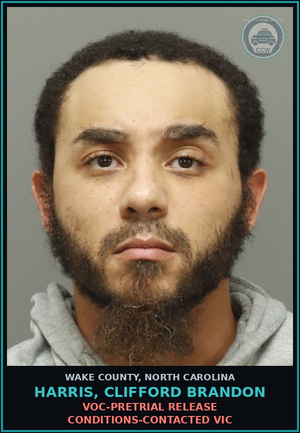 Booking mugshot of Harris, Clifford Brandon in Wake County