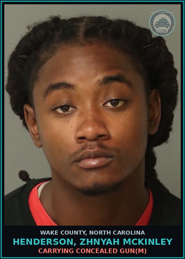 Booking mugshot of Henderson, Zhnyah Mckinley in Wake County