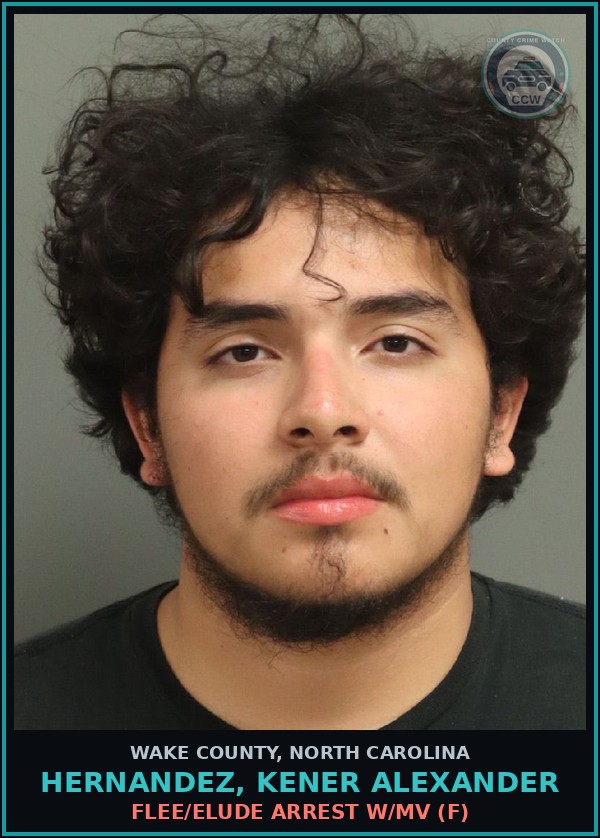 Booking mugshot of Hernandez, Kener Alexander in Wake County