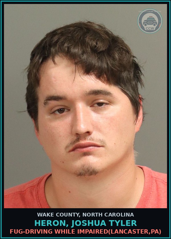 Booking mugshot of Heron, Joshua Tyler in Wake County