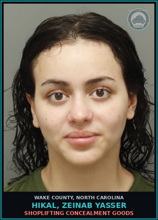 Booking mugshot of Hikal, Zeinab Yasser in Wake County