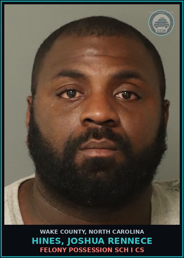 Booking mugshot of Hines, Joshua Rennece in Wake County