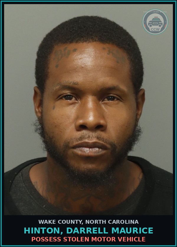 Booking mugshot of Hinton, Darrell Maurice in Wake County