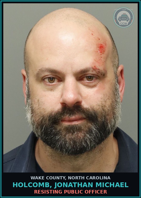 Booking mugshot of Holcomb, Jonathan Michael in Wake County