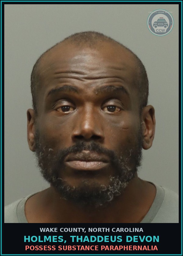 Booking mugshot of Holmes, Thaddeus Devon in Wake County