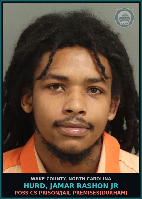 Booking mugshot of Hurd, Jamar Rashon Jr in Wake County