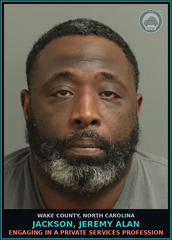 Booking mugshot of Jackson, Jeremy Alan in Wake County