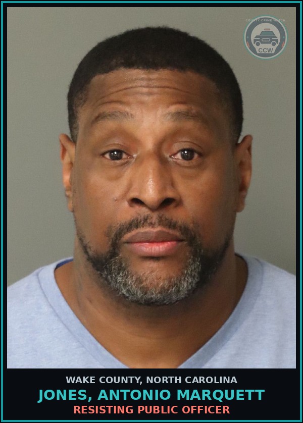 Booking mugshot of Jones, Antonio Marquett in Wake County